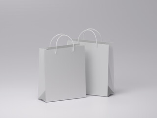 Paper bag mockup on white background. Mockup for shopping bag mockup. 3d rendering 