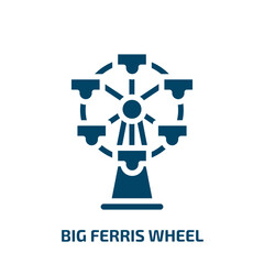 big ferris wheel icon from business collection. Filled big ferris wheel, wheel, carnival glyph icons isolated on white background. Black vector big ferris wheel sign, symbol for web design and mobile