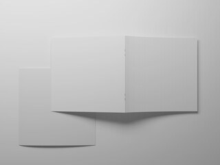 Bi-fold square brochure blanks white template for mock-up and. 3d illustration. Isolated object
