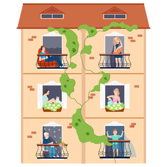 House With Residents In Their Windows