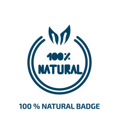 Obraz premium 100 % natural badge icon from ecology collection. Filled 100 % natural badge, vector, sign glyph icons isolated on white background. Black vector 100 % natural badge sign, symbol for web design and