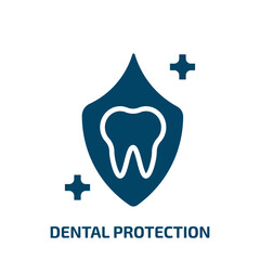 dental protection icon from dentist collection. Filled dental protection, medical, dental glyph icons isolated on white background. Black vector dental protection sign, symbol for web design and
