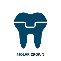 molar crown icon from dentist collection. Filled molar crown, medical, molar glyph icons isolated on white background. Black vector molar crown sign, symbol for web design and mobile apps