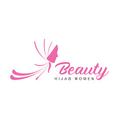 Fototapeta na wymiar Vector beauty hijab women store logo