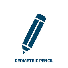 geometric pencil icon from education collection. Filled geometric pencil, geometric, pencil glyph icons isolated on white background. Black vector geometric pencil sign, symbol for web design and