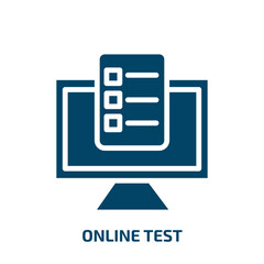online test icon from education collection. Filled online test, online, test glyph icons isolated on white background. Black vector online test sign, symbol for web design and mobile apps