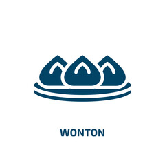 wonton icon from food collection. Filled wonton, lunch, delicious glyph icons isolated on white background. Black vector wonton sign, symbol for web design and mobile apps