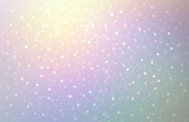 Holiday decorative bokeh shinyng on lilac pink yellow blue iridescent airy backdrop. Glitter textured empty background for Xmas.