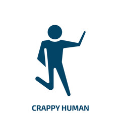 crappy human icon from feelings collection. Filled crappy human, cold, confused glyph icons isolated on white background. Black vector crappy human sign, symbol for web design and mobile apps