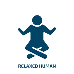relaxed human icon from feelings collection. Filled relaxed human, human, man glyph icons isolated on white background. Black vector relaxed human sign, symbol for web design and mobile apps