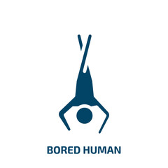 bored human icon from feelings collection. Filled bored human, collection, human glyph icons isolated on white background. Black vector bored human sign, symbol for web design and mobile apps