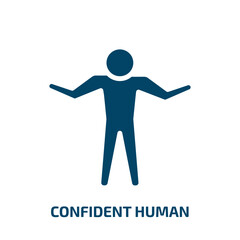confident human icon from feelings collection. Filled confident human, human, work glyph icons isolated on white background. Black vector confident human sign, symbol for web design and mobile apps