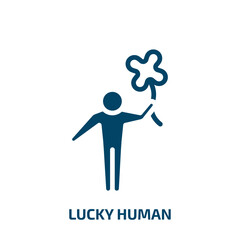 lucky human icon from feelings collection. Filled lucky human, lucky, human glyph icons isolated on white background. Black vector lucky human sign, symbol for web design and mobile apps