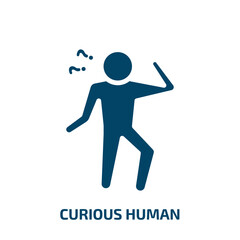 curious human icon from feelings collection. Filled curious human, curious, human glyph icons isolated on white background. Black vector curious human sign, symbol for web design and mobile apps