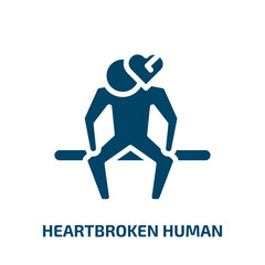 heartbroken human icon from feelings collection. Filled heartbroken human, heartbroken, human glyph icons isolated on white background. Black vector heartbroken human sign, symbol for web design and