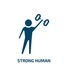 strong human icon from feelings collection. Filled strong human, strong, human glyph icons isolated on white background. Black vector strong human sign, symbol for web design and mobile apps