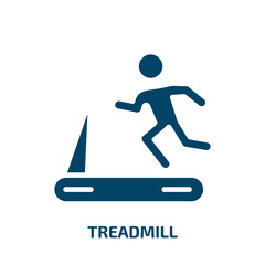 treadmill icon from health and medical collection. Filled treadmill, weight, fitness glyph icons isolated on white background. Black vector treadmill sign, symbol for web design and mobile apps