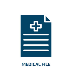 medical file icon from health and medical collection. Filled medical file, medical, medicine glyph icons isolated on white background. Black vector medical file sign, symbol for web design and mobile