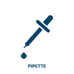 pipette icon from health and medical collection. Filled pipette, drop, medical glyph icons isolated on white background. Black vector pipette sign, symbol for web design and mobile apps