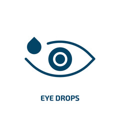 eye drops icon from medical collection. Filled eye drops, medical, health glyph icons isolated on white background. Black vector eye drops sign, symbol for web design and mobile apps