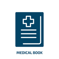 Obraz premium medical book icon from health and medical collection. Filled medical book, book, medical glyph icons isolated on white background. Black vector medical book sign, symbol for web design and mobile apps