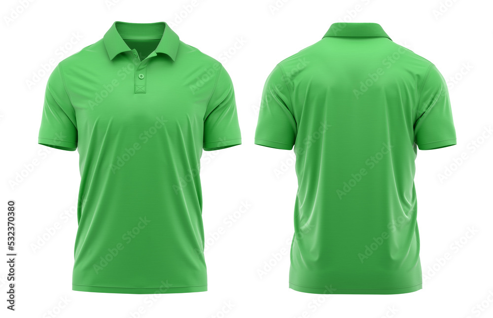 Wall mural Polo shirt, Short Sleeve, 2 Button, Pique fabric. Texture ( 3d rendered ) Green