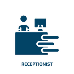 receptionist icon from hotel and restaurant collection. Filled receptionist, person, reception glyph icons isolated on white background. Black vector receptionist sign, symbol for web design and