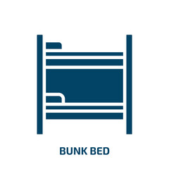 bunk bed icon from hotel collection. Filled bunk bed, bed, bunk glyph icons isolated on white background. Black vector bunk bed sign, symbol for web design and mobile apps