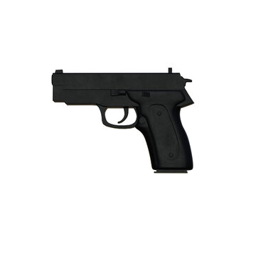 ピストル 銃 オートマチック 9mm Pistol 銃 武器 イラスト 3D CG Rendering Images 透過PNG