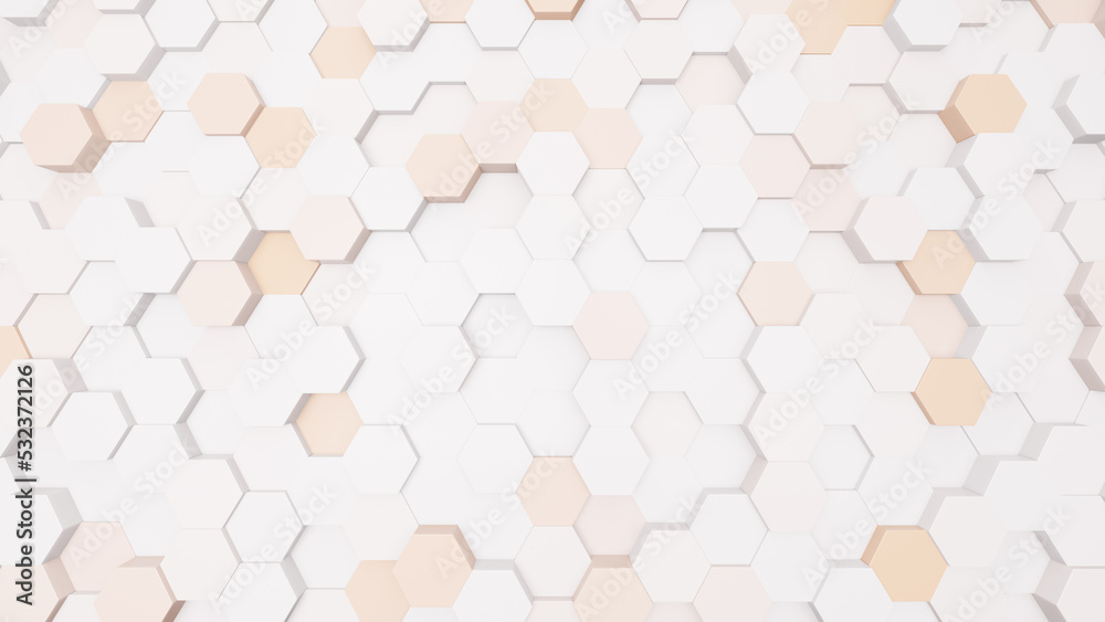 Poster Realistic abstract honeycomb background. 3d rendering.