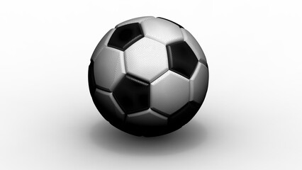 Naklejka premium White-black soccer ball on spot light under white background. 3D illustration. 3D high quality rendering. PNG format.