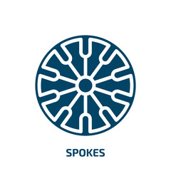spokes icon from sew collection. Filled spokes, spoke, wheel glyph icons isolated on white background. Black vector spokes sign, symbol for web design and mobile apps