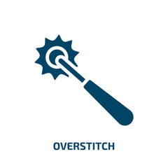 overstitch icon from sew collection. Filled overstitch, sew, sewing glyph icons isolated on white background. Black vector overstitch sign, symbol for web design and mobile apps