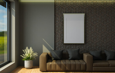 Frame minimal room and decoration copy space - 3D rendering.