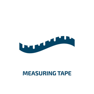 measuring tape icon from sew collection. Filled measuring tape, 1, 2 glyph icons isolated on white background. Black vector measuring tape sign, symbol for web design and mobile apps