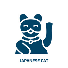 japanese cat icon from other collection. Filled japanese cat, japanese, japan glyph icons isolated on white background. Black vector japanese cat sign, symbol for web design and mobile apps