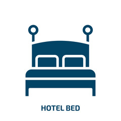 hotel bed icon from other collection. Filled hotel bed, bed, hotel glyph icons isolated on white background. Black vector hotel bed sign, symbol for web design and mobile apps