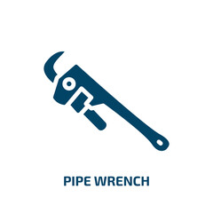 Obraz premium pipe wrench icon from other collection. Filled pipe wrench, equipment, wrench glyph icons isolated on white background. Black vector pipe wrench sign, symbol for web design and mobile apps