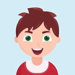 Funny avatar of a smiling boy with shadows and highlights