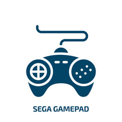 sega gamepad icon from technology collection. Filled sega gamepad, game, play glyph icons isolated on white background. Black vector sega gamepad sign, symbol for web design and mobile apps