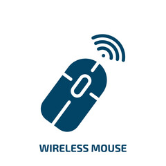 wireless mouse icon from technology collection. Filled wireless mouse, connection, equipment glyph icons isolated on white background. Black vector wireless mouse sign, symbol for web design and