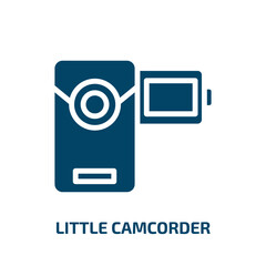 little camcorder icon from technology collection. Filled little camcorder, gadget, headphones glyph icons isolated on white background. Black vector little camcorder sign, symbol for web design and