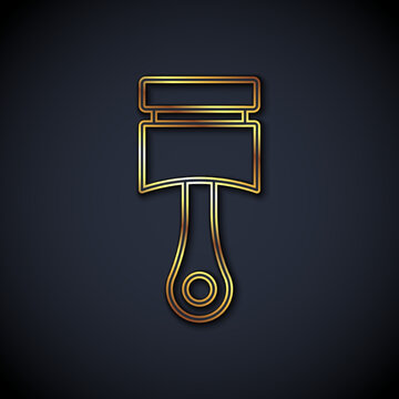 recommend clip art: Gold line Engine piston icon isolated on black background. Car engine piston sign. Vector