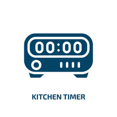 kitchen timer icon from technology collection. Filled kitchen timer, kitchen, timer glyph icons isolated on white background. Black vector kitchen timer sign, symbol for web design and mobile apps