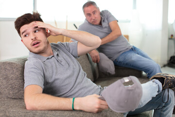 two contractor employees having a break