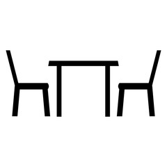 Tisch und Stühle Icon schwarz - Sitzplätze als Zeichen für Restaurant oder Esstisch