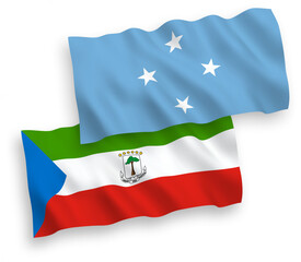 Flags of Federated States of Micronesia and Republic of Equatorial Guinea on a white background
