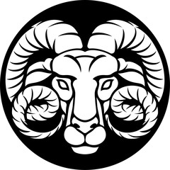 An Aries ram astrology horoscope zodiac sign symbol