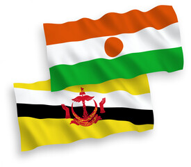 Flags of Republic of the Niger and Brunei on a white background