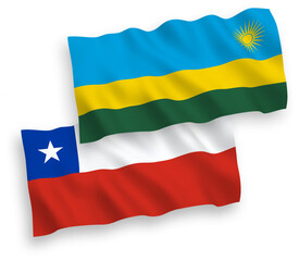 Flags of Republic of Rwanda and Chile on a white background